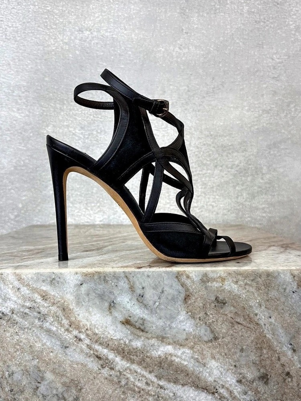 Louis Vuitton Black Strappy Stiletto Heels